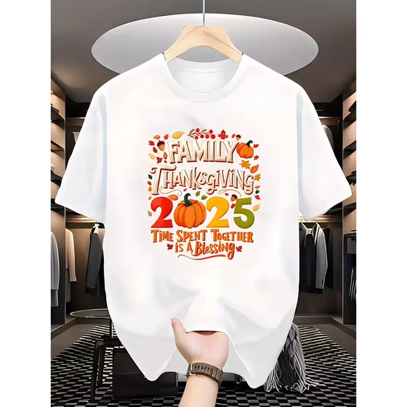 Street Fashion Events - 남성용 티셔츠 화이트 퓨어 코튼 라운드넥