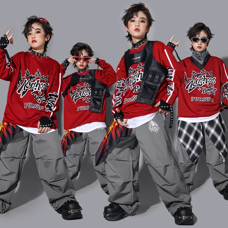 Street Fashion Boy - 소년 K-pop 스웨트셔츠 패션 조끼 루즈