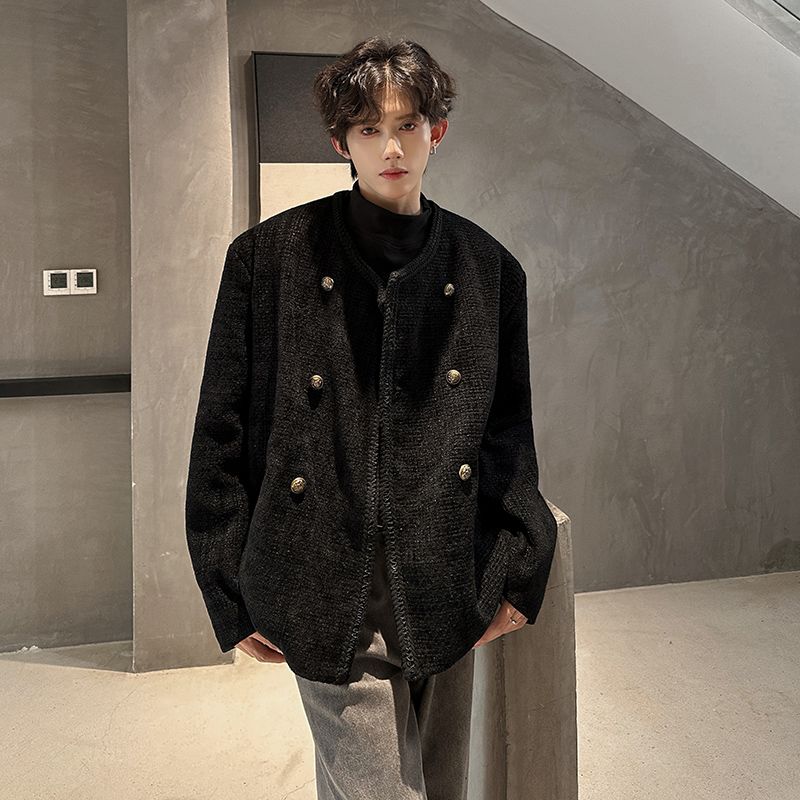 Street Fashion Events - 울 혼방 재킷 남성용 특대 사이즈