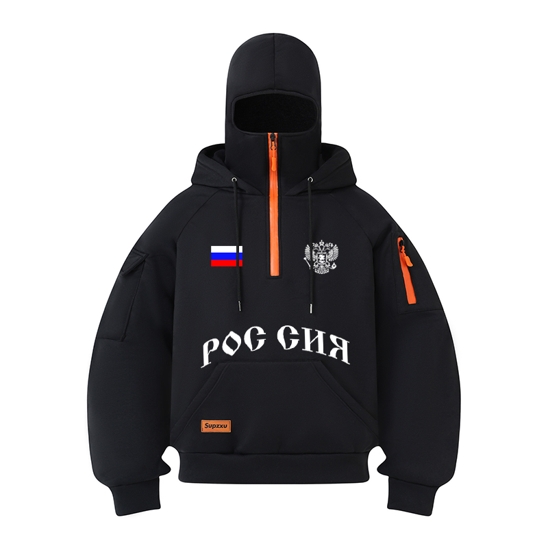 Street Fashion Russia - 남성 멀티 포켓 스트리트 패션 후드티