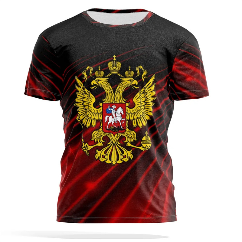 Street Fashion Russia - 러시아 국가 상징 인쇄 티셔츠 남성