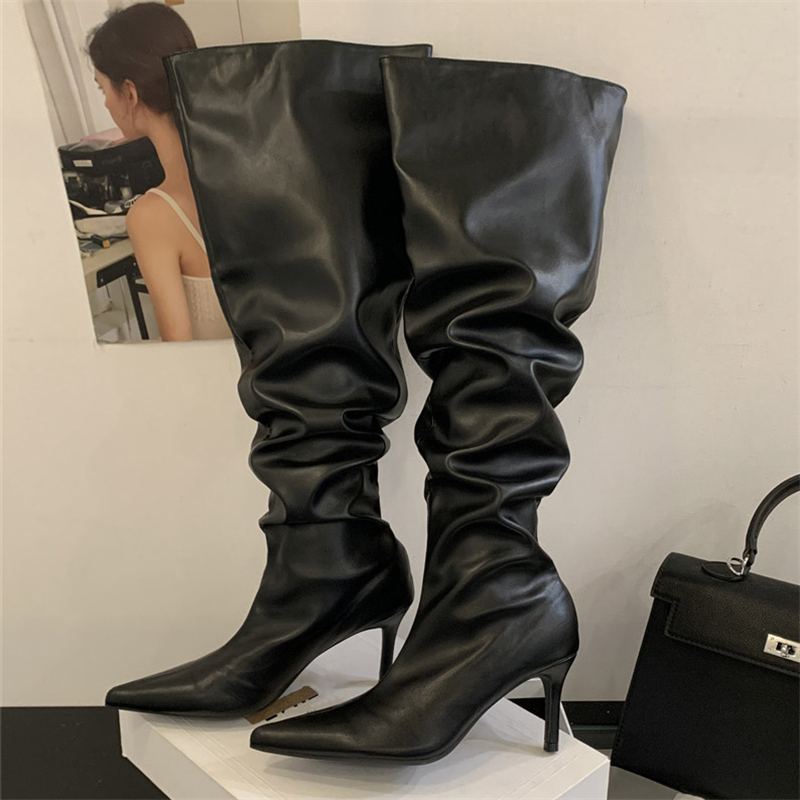 2026년 겨울 디자인 플리츠 포인티드 토 여성 롱 오 - Street Fashion Winter 리뷰 및 가격