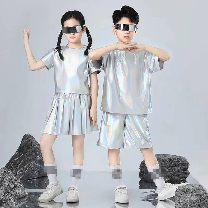 소년과 소녀 힙합 세트 실버 컬러 재즈 댄스 의상 어린 - Street Fashion Boy 리뷰 및 가격