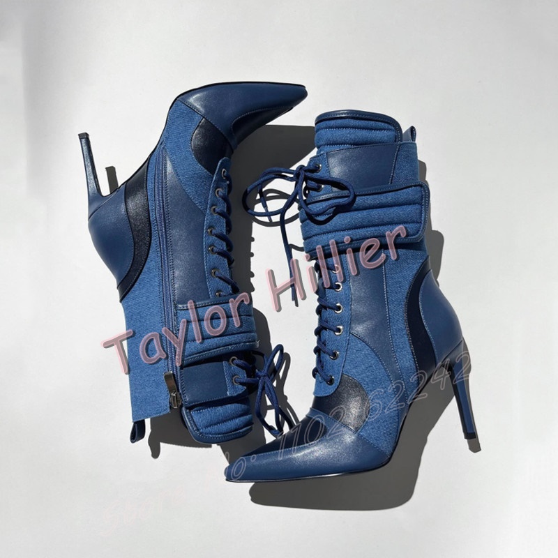 여성 블루 데님 스포츠 앵클 부츠 가을 포인티드 토 스 - Street Fashion Denim 리뷰 및 가격