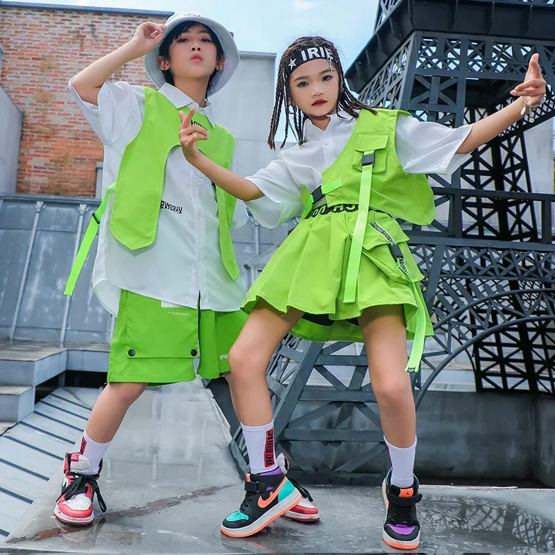어린이 패션 스트리트웨어 힙합 의상, 소년 녹색 조끼  - Street Fashion Boy 리뷰 및 가격