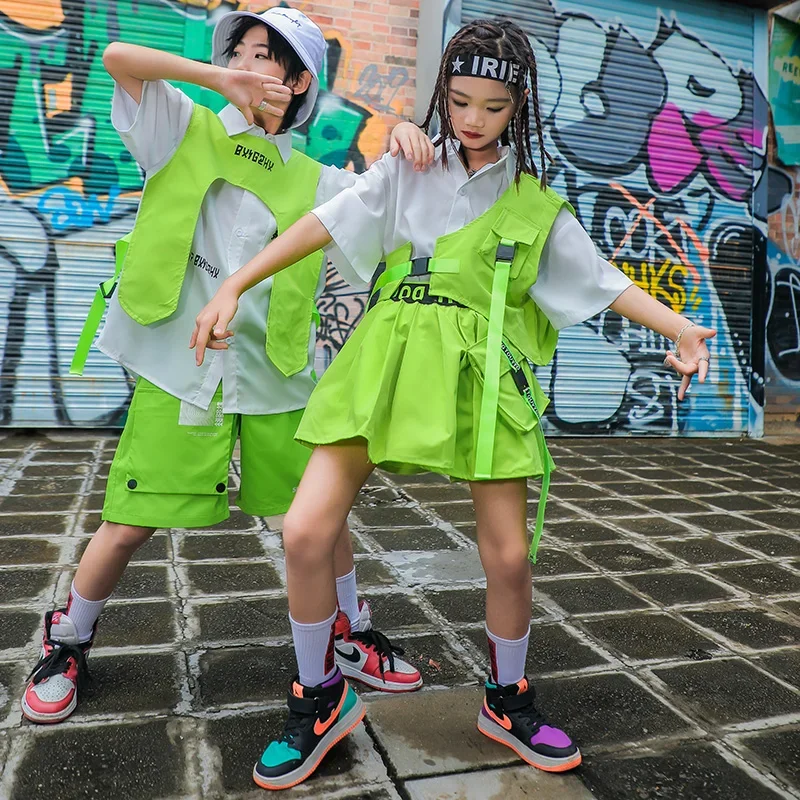 어린이 패션 스트리트웨어 힙합 의상, 소년 녹색 조끼  - Street Fashion Boy 리뷰 및 가격