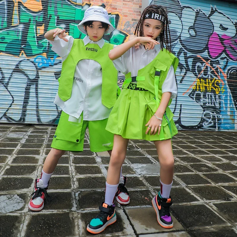 어린이 패션 스트리트웨어 힙합 의상, 소년 녹색 조끼  - Street Fashion Boy 리뷰 및 가격