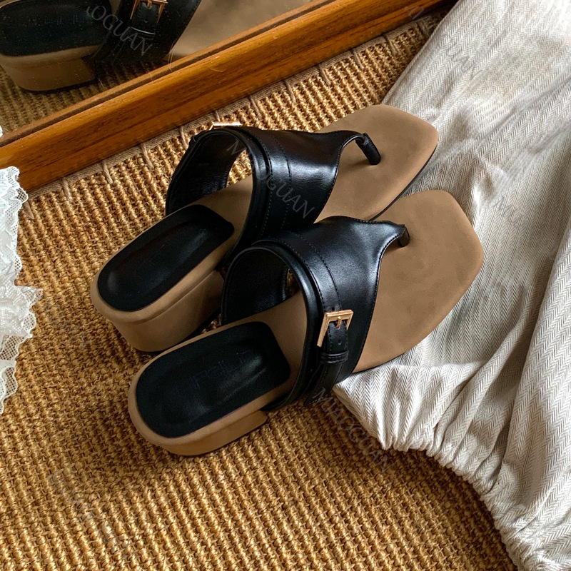 패션 여성 클립 토 플립플랍 4.5CM 두꺼운 웨지힐  - Street Fashion Roma 리뷰 및 가격