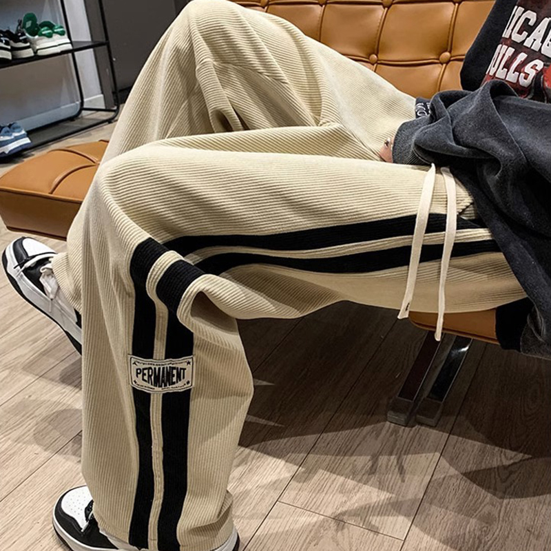 남성용 하이 스트리트 캐주얼 바지, 와이드 레그 스트레 - Street Fashion Couple 리뷰 및 가격