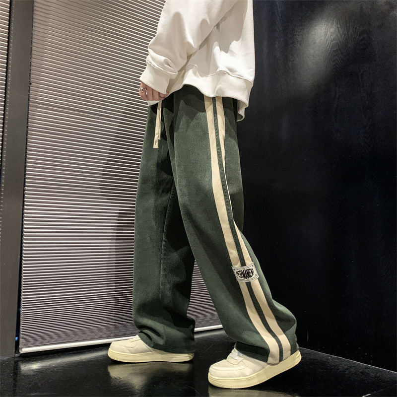 남성용 하이 스트리트 캐주얼 바지, 와이드 레그 스트레 - Street Fashion Couple 리뷰 및 가격
