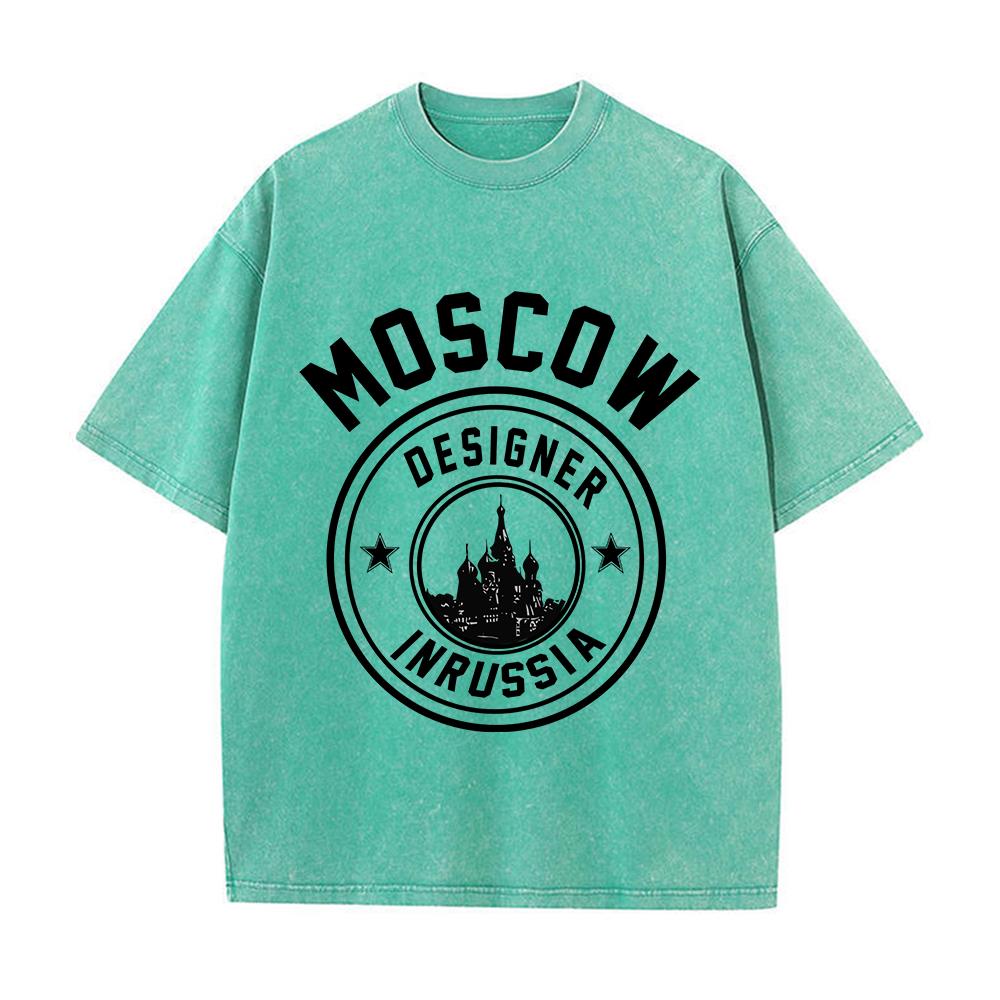 여성용 면 워싱 티셔츠, 러시아 프린트 상의, 느슨한  - Street Fashion Russia 리뷰 및 가격