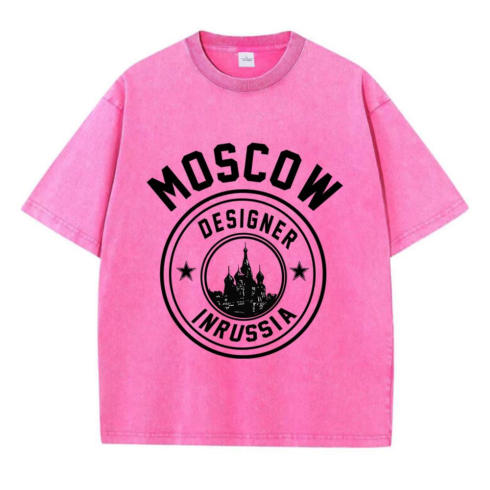여성용 면 워싱 티셔츠, 러시아 프린트 상의, 느슨한  - Street Fashion Russia 리뷰 및 가격