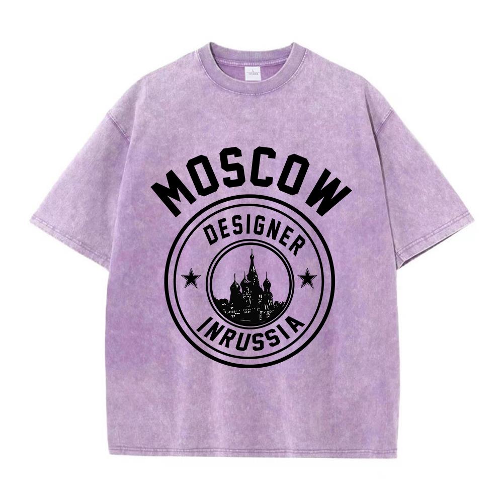 여성용 면 워싱 티셔츠, 러시아 프린트 상의, 느슨한  - Street Fashion Russia 리뷰 및 가격