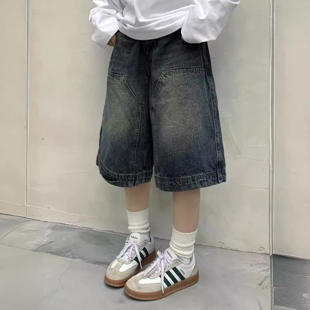 여성 Y2K 빈티지 배기 진 반바지 워싱 와이드 레그  - Street Fashion Denim 리뷰 및 가격