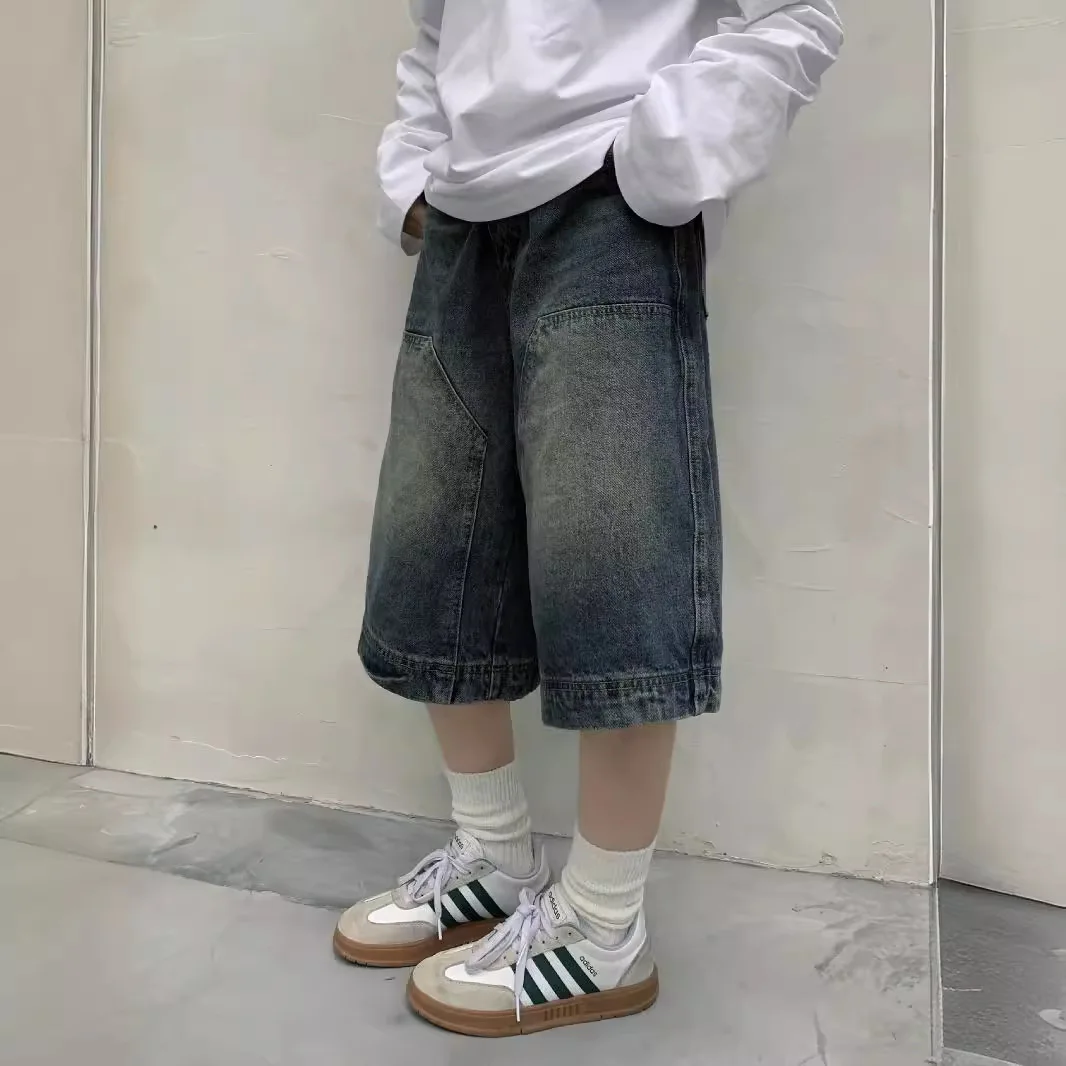 여성 Y2K 빈티지 배기 진 반바지 워싱 와이드 레그  - Street Fashion Denim 리뷰 및 가격