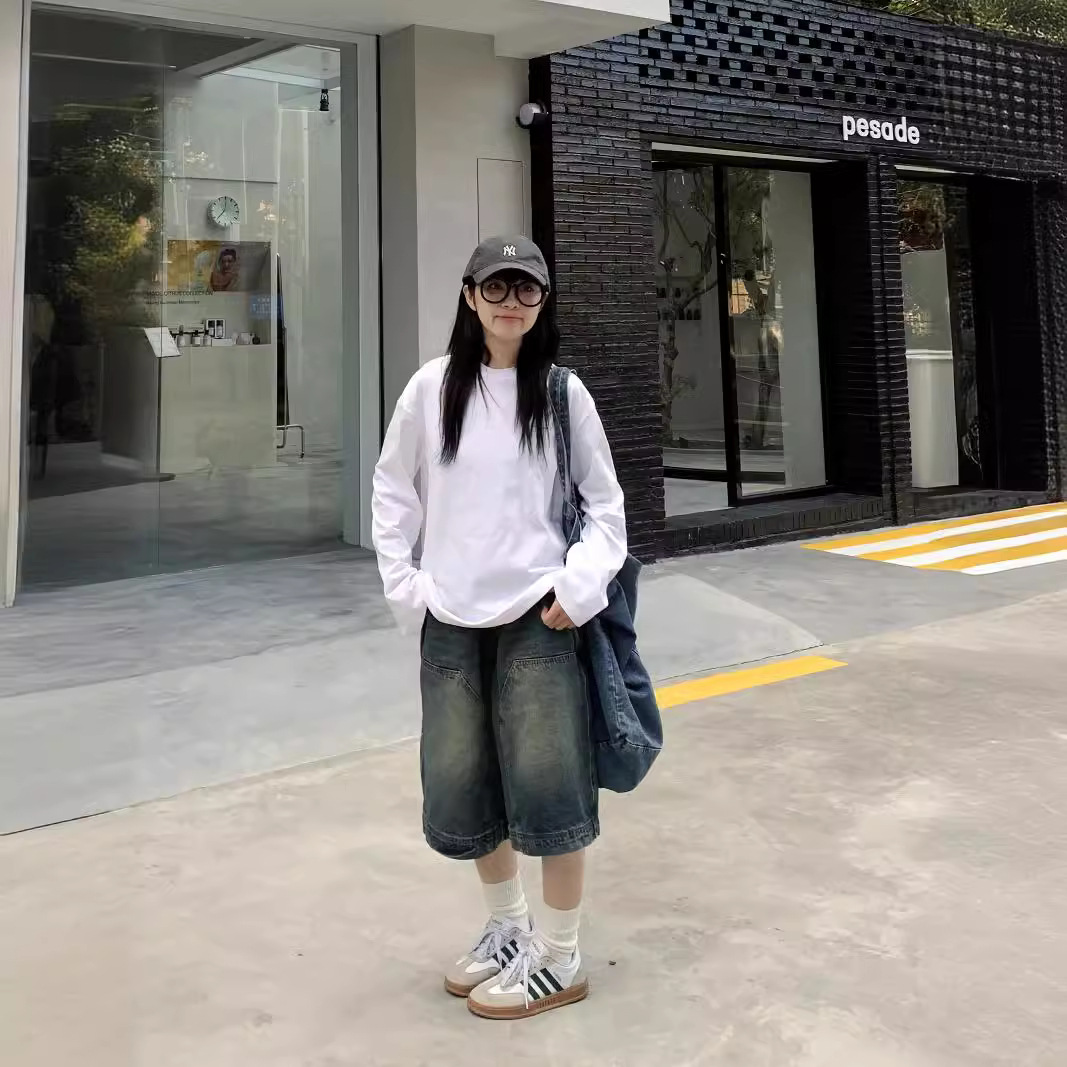 여성 Y2K 빈티지 배기 진 반바지 워싱 와이드 레그  - Street Fashion Denim 리뷰 및 가격