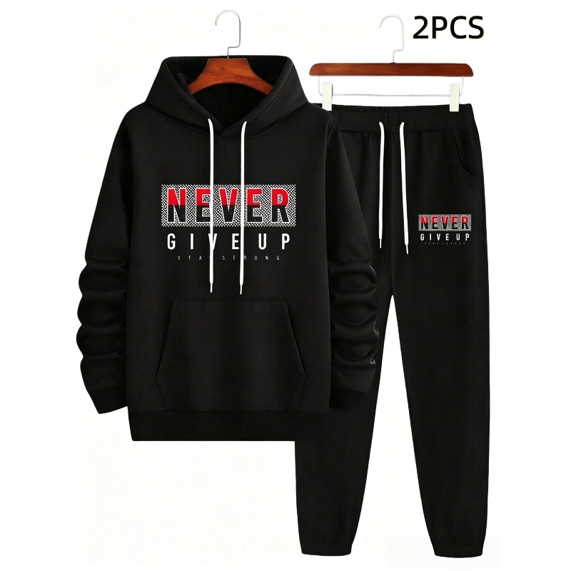NEVER GIVE UP 알파벳 패션 프린트 세트 남성 - Street Fashion Winter 리뷰 및 가격