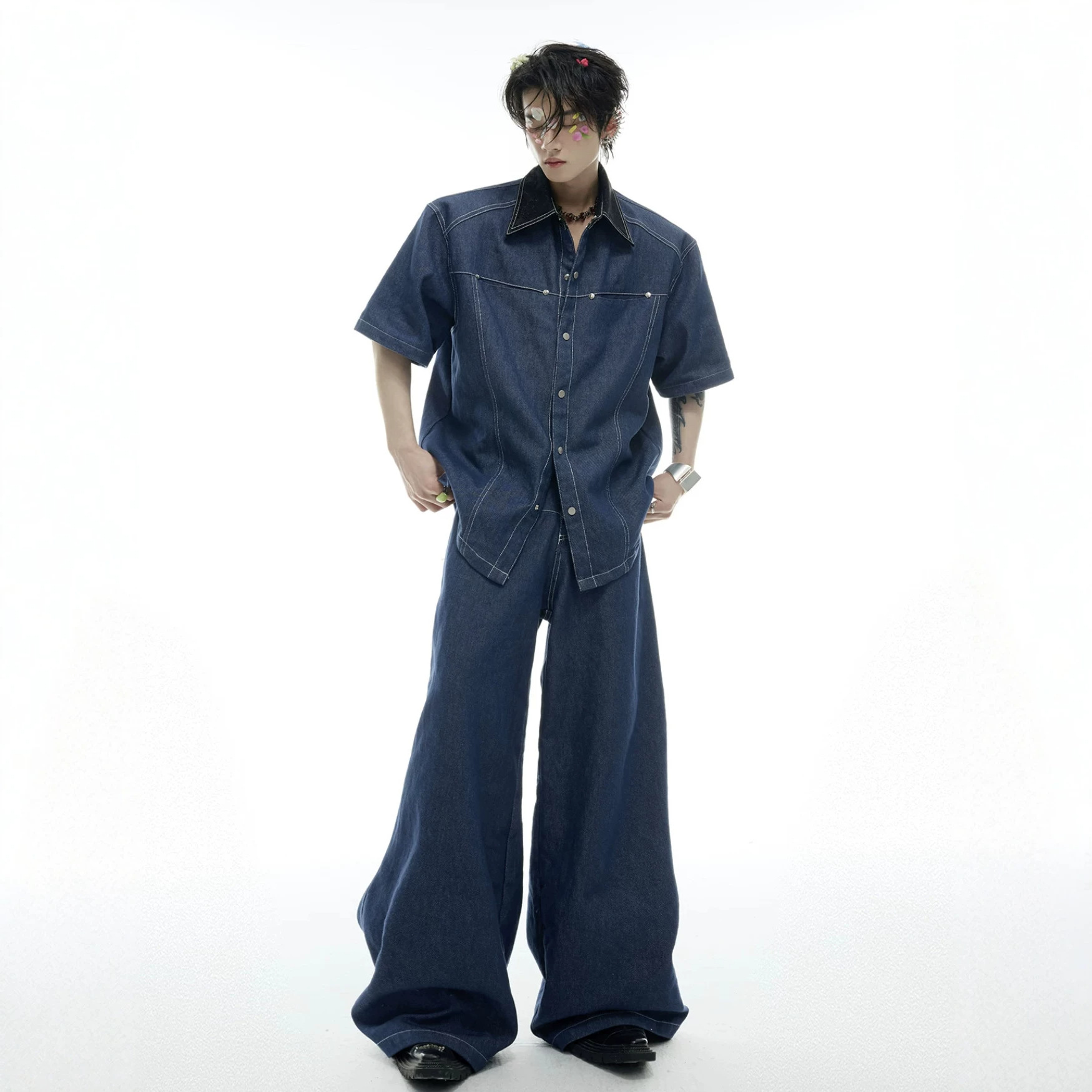 여름 남성 데님 매칭 세트 아메리칸 패션 하이 스트리트 - Street Fashion Denim 리뷰 및 가격