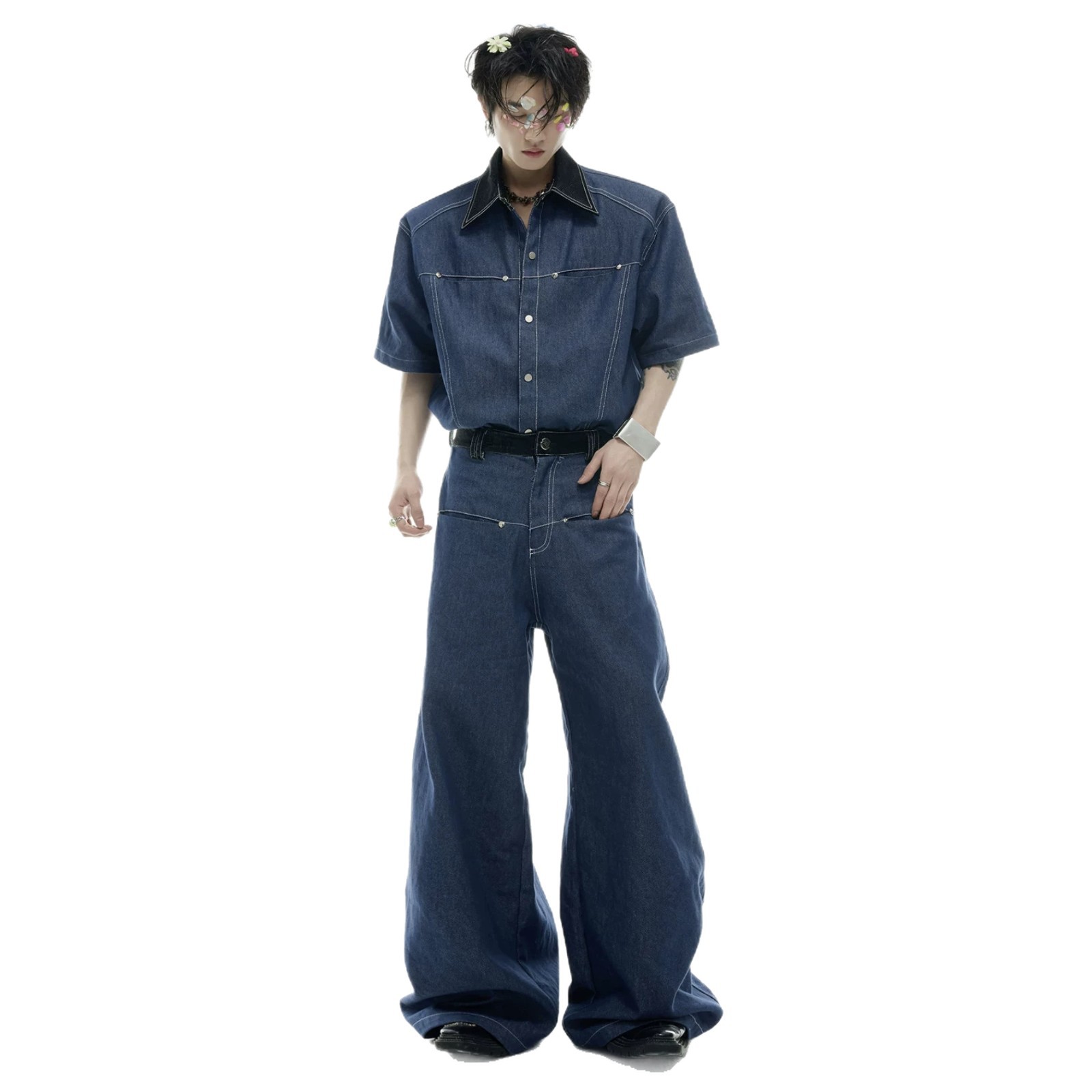 여름 남성 데님 매칭 세트 아메리칸 패션 하이 스트리트 - Street Fashion Denim 리뷰 및 가격