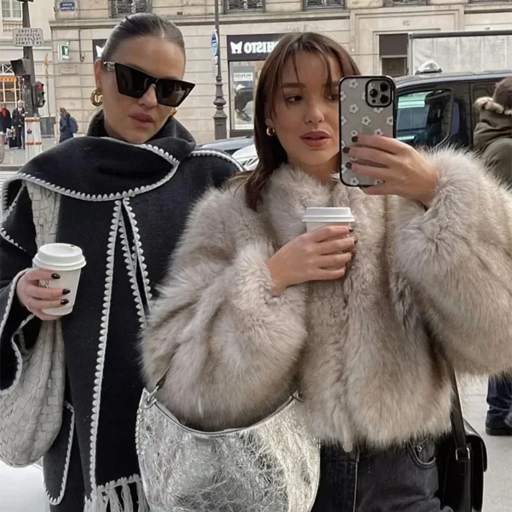 가짜 모피 자켓 여성 스트리트 패션 위크 가을 짧은 모 - Street Fashion Week 리뷰 및 가격