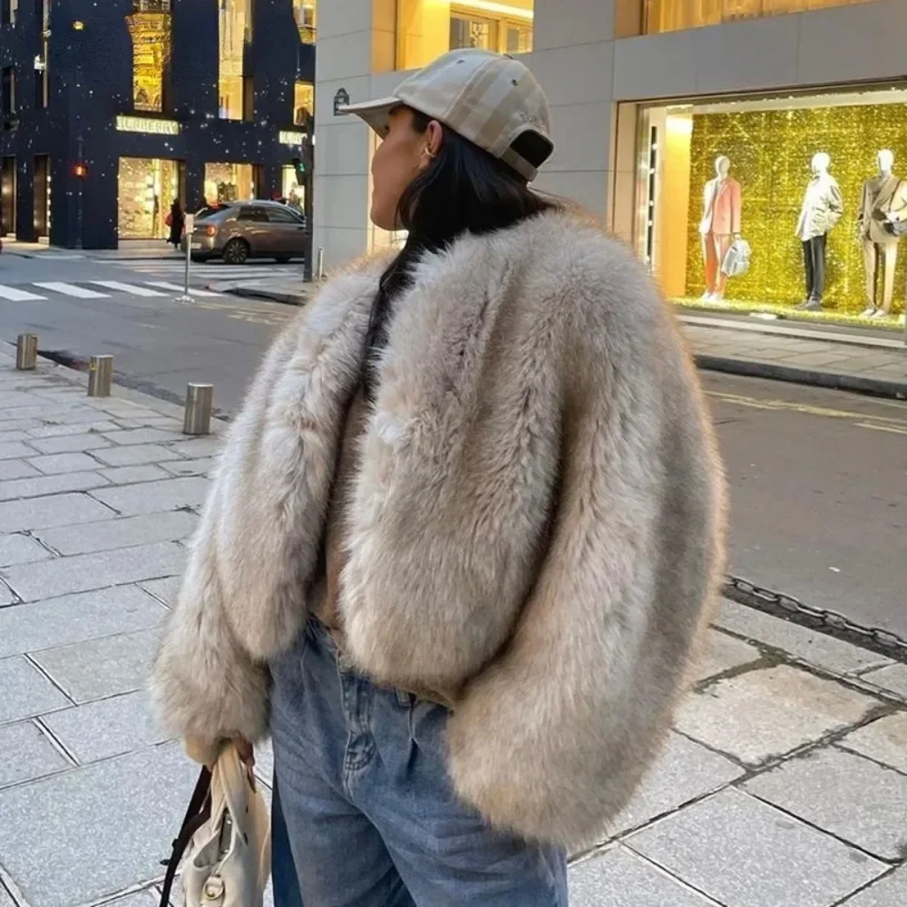 가짜 모피 자켓 여성 스트리트 패션 위크 가을 짧은 모 - Street Fashion Week 리뷰 및 가격