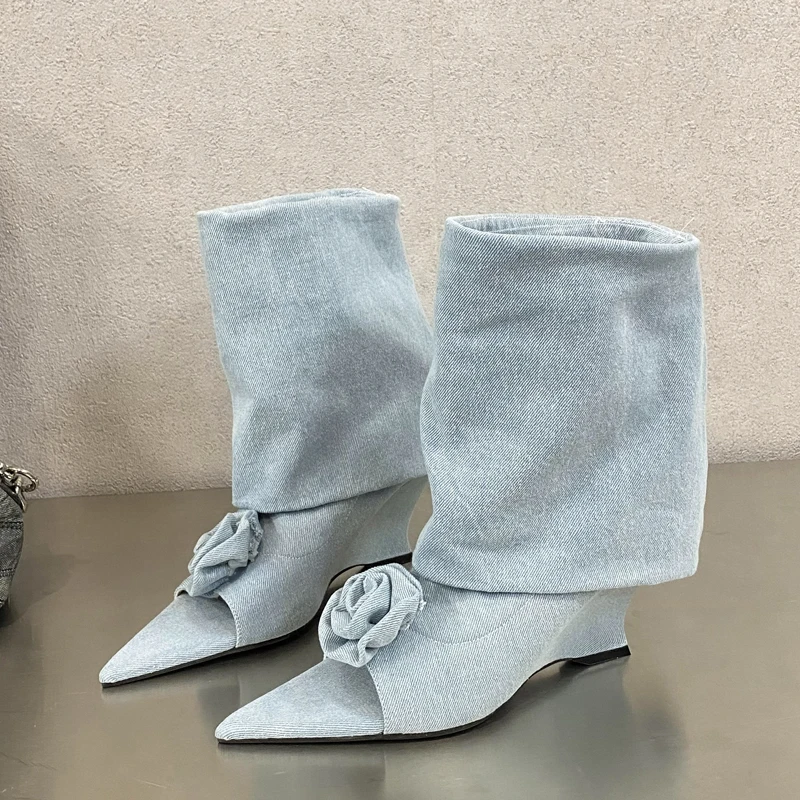 여성 신발 스트리트 스타일 디자인 꽃무늬 피프토 여성  - Street Fashion Denim 리뷰 및 가격