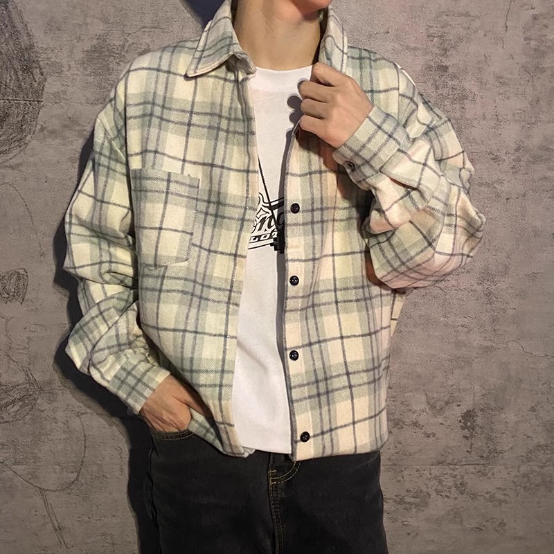 플러스 사이즈 봄 가을 체크 무늬 긴팔 남성 셔츠 이너 - Street Fashion Guys 리뷰 및 가격