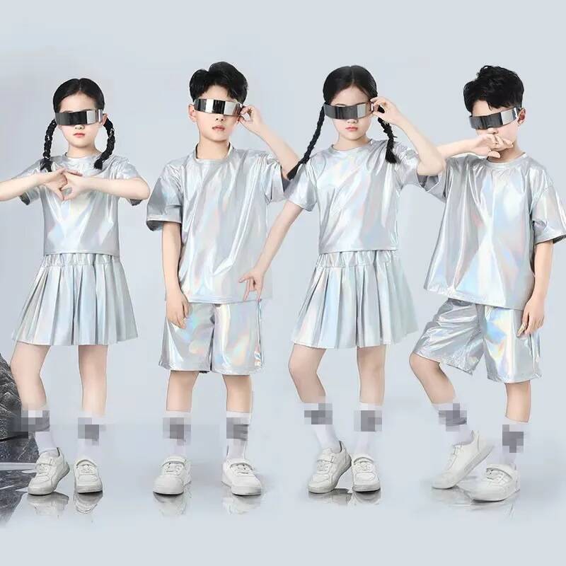 재즈 댄스 의상 어린이 소년과 소녀 힙합 세트 실버 컬 - Street Fashion Boy 리뷰 및 가격